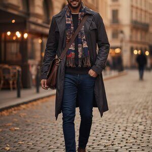 Classic Charcoal Grey Single-Breasted Trench Coat - Lightweight & Versatile